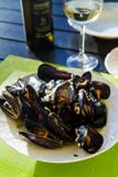 Mussels in white bouzar sauce. Croatian cuisine royalty free stock images Mussels in white bouzar sauce. Croatian cuisine royalty free stock images