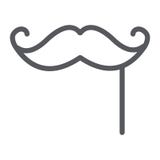 Mustasch på en pinnelinje symbol, man och maskering, tecken för ansikts- hår, vektordiagram, en linjär modell på en vit bakgrund stock illustrationer Mustasch på en pinnelinje symbol, man och maskering, tecken för ansikts- hår, vektordiagram, en linjär modell på en vit bakgrund stock illustrationer