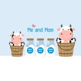 Mutter- und Babykuh im Milcheimer Nette Viehkarikatur lizenzfreie abbildung Mutter- und Babykuh im Milcheimer Nette Viehkarikatur lizenzfreie abbildung