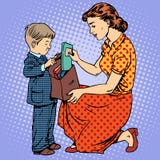 Mutterhilfskind kommen zur Schule stock abbildung Mutterhilfskind kommen zur Schule stock abbildung