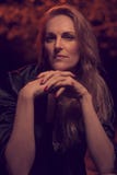 mysterious beautiful one mature Caucasian woman posing, late 40s, ex fashion model, posing portrait head face closeup, outdoors o stock images mysterious beautiful one mature Caucasian woman posing, late 40s, ex fashion model, posing portrait head face closeup, outdoors o stock images