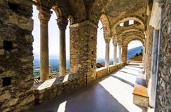 Mystiska Mystras, Panayia Pantanassa kloster royaltyfria bilder Mystiska Mystras, Panayia Pantanassa kloster royaltyfria bilder