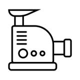 Máquina para picar carne del vector del ejemplo en el fondo blanco en pocilga plana stock de ilustración Máquina para picar carne del vector del ejemplo en el fondo blanco en pocilga plana stock de ilustración