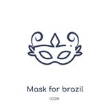 Máscara linear para el icono de la celebración del carnaval del Brasil de la colección del esquema de la cultura Línea fina másca libre illustration Máscara linear para el icono de la celebración del carnaval del Brasil de la colección del esquema de la cultura Línea fina másca libre illustration