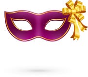 Máscara violeta do carnaval do vetor com curva dourada Imagem de Stock Máscara violeta do carnaval do vetor com curva dourada Imagem de Stock