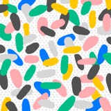 Mão abstrata teste padrão colorido tirado dos elementos da escova da tinta no fundo do às bolinhas ilustração stock Mão abstrata teste padrão colorido tirado dos elementos da escova da tinta no fundo do às bolinhas ilustração stock