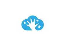Mão e estrelas abertas dentro da nuvem para o projeto do logotipo ilustração royalty free Mão e estrelas abertas dentro da nuvem para o projeto do logotipo ilustração royalty free
