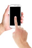 Mãos usando o telefone celular imagem de stock Mãos usando o telefone celular imagem de stock