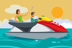 Mädchen, das im Urlaub Vektor-Illustration Selfie nimmt lizenzfreie abbildung Mädchen, das im Urlaub Vektor-Illustration Selfie nimmt lizenzfreie abbildung