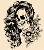 Mädchen mit dem Skelett bilden Hand gezeichnete Vektorskizze Sankt-muerte Frauenhexenporträt-Vorratillustration lizenzfreie abbildung Mädchen mit dem Skelett bilden Hand gezeichnete Vektorskizze Sankt-muerte Frauenhexenporträt-Vorratillustration lizenzfreie abbildung