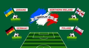 Mästerskap för fotboll för Frankrike grupp C med flaggor av europeisk countr royaltyfri illustrationer Mästerskap för fotboll för Frankrike grupp C med flaggor av europeisk countr royaltyfri illustrationer