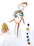 Målarfärgfadern tog hans dotter går att resa stock illustrationer Målarfärgfadern tog hans dotter går att resa stock illustrationer