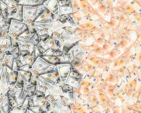 Många femtio euro och dollar bakgrund stock illustrationer Många femtio euro och dollar bakgrund stock illustrationer