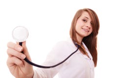 médical Docteur de femme dans le manteau de laboratoire avec le stéthoscope Image stock médical Docteur de femme dans le manteau de laboratoire avec le stéthoscope Image stock