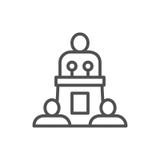 M?wca, mowa, konferencja, sta?owy konwersatorium, lider, polityk kreskowa ikona ilustracji M?wca, mowa, konferencja, sta?owy konwersatorium, lider, polityk kreskowa ikona ilustracji