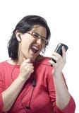 Música do mp3 da tecnologia da mulher foto de stock Música do mp3 da tecnologia da mulher foto de stock