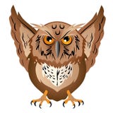 Mądra sowa z dużą głową, ostrym belfrem i drapieżczymi pazurami, ilustracja wektor Mądra sowa z dużą głową, ostrym belfrem i drapieżczymi pazurami, ilustracja wektor