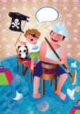 Mężczyzna i dziecko bawić się Ojciec i syn, piraci ilustracja ilustracji Mężczyzna i dziecko bawić się Ojciec i syn, piraci ilustracja ilustracji