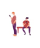 Mężczyzna używa smartphone na ławce royalty ilustracja Mężczyzna używa smartphone na ławce royalty ilustracja