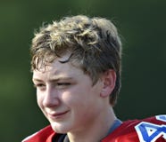 Młody Nastoletni gracz futbolu zdjęcia stock Młody Nastoletni gracz futbolu zdjęcia stock