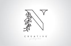 N Letter Logo With Organic Monogram Plant Leafs Detail and Circle Design. Creative Letter Icon vector illustration N Letter Logo With Organic Monogram Plant Leafs Detail and Circle Design. Creative Letter Icon vector illustration