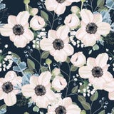 Naadloos de stijlontwerp van de patroon Vector bloemenwaterverf: de Anemoonbloem van het tuinpoeder royalty-vrije illustratie Naadloos de stijlontwerp van de patroon Vector bloemenwaterverf: de Anemoonbloem van het tuinpoeder royalty-vrije illustratie