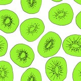 Naadloos patroon met kiwifruit op een witte achtergrond Hand getrokken vectorkrabbel Tropische achtergrond vector illustratie Naadloos patroon met kiwifruit op een witte achtergrond Hand getrokken vectorkrabbel Tropische achtergrond vector illustratie