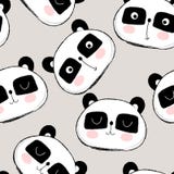 Naadloos patroon met leuk pandagezicht royalty-vrije illustratie Naadloos patroon met leuk pandagezicht royalty-vrije illustratie