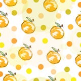 Naadloos patroon met sinaasappelen en stippen stock illustratie Naadloos patroon met sinaasappelen en stippen stock illustratie