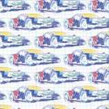 Naadloos patroon met sportwagen De tekening van het schoolpatroon in het notitieboekje royalty-vrije illustratie Naadloos patroon met sportwagen De tekening van het schoolpatroon in het notitieboekje royalty-vrije illustratie