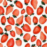 Naadloos patroon van abstracte waterverfhand getrokken mooie aardbeien op witte achtergrond vector illustratie Naadloos patroon van abstracte waterverfhand getrokken mooie aardbeien op witte achtergrond vector illustratie