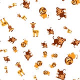 Naadloos patroon van girafleeuw en aap vector illustratie Naadloos patroon van girafleeuw en aap vector illustratie