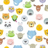 Naadloze Geplaatste Patroon Dierlijke Gezichten Beeldverhaalmaskers stock illustratie Naadloze Geplaatste Patroon Dierlijke Gezichten Beeldverhaalmaskers stock illustratie