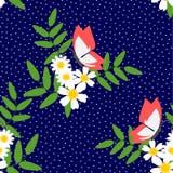 Naadloze patroonvector van mooie witte bloem en vlinder vector illustratie Naadloze patroonvector van mooie witte bloem en vlinder vector illustratie