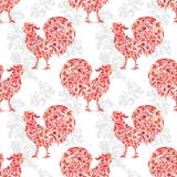 Naadloze textuur met haansymbool van de brandhaan van 2017 Geschikt voor ontwerp: doek, Web, behang, het verpakken Vector stock illustratie Naadloze textuur met haansymbool van de brandhaan van 2017 Geschikt voor ontwerp: doek, Web, behang, het verpakken Vector stock illustratie
