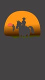 Nachtszene mit dem Cowboy, der das Pferd reitet stock abbildung Nachtszene mit dem Cowboy, der das Pferd reitet stock abbildung