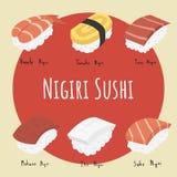 Nagiri sushi set vector illustration Nagiri sushi set vector illustration