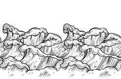 Nahtlose Wellengekritzelgrenze Hand gezeichnetes zentangle Vektor illust lizenzfreie abbildung Nahtlose Wellengekritzelgrenze Hand gezeichnetes zentangle Vektor illust lizenzfreie abbildung