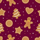 Nahtloser Lebkuchenweihnachtsplätzchenhintergrund stock abbildung Nahtloser Lebkuchenweihnachtsplätzchenhintergrund stock abbildung