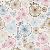 Nahtloses buntes Retro- Weinlesefahrrad des Vektors lizenzfreie abbildung Nahtloses buntes Retro- Weinlesefahrrad des Vektors lizenzfreie abbildung