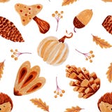 Nahtloses Muster des Herbstes mit hedgehod Blättern und Pilz vektor abbildung Nahtloses Muster des Herbstes mit hedgehod Blättern und Pilz vektor abbildung
