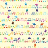 Nahtloses Muster des horizontalen Vogels der Musikanmerkung vektor abbildung Nahtloses Muster des horizontalen Vogels der Musikanmerkung vektor abbildung