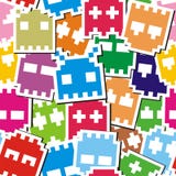 Nahtloses Muster des Pixelmonsters stock abbildung Nahtloses Muster des Pixelmonsters stock abbildung
