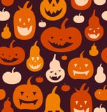 Nahtloses Muster Halloween-Vektors Dekorativer Hintergrund mit lustigen Zeichnungskürbisen Nette Schattenbilder lizenzfreie abbildung Nahtloses Muster Halloween-Vektors Dekorativer Hintergrund mit lustigen Zeichnungskürbisen Nette Schattenbilder lizenzfreie abbildung