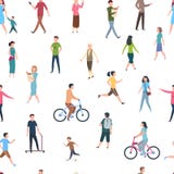 Nahtloses Muster mit gehenden Leuten Personen in der zuf?lligen Kleidung, Mengenwege in der Stadt Vektorillustrations-Skizzenkari vektor abbildung Nahtloses Muster mit gehenden Leuten Personen in der zuf?lligen Kleidung, Mengenwege in der Stadt Vektorillustrations-Skizzenkari vektor abbildung