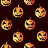 Nahtloses Muster mit vier verschiedenen netten Aquarellkürbislaternen für Halloween-Entwurf vektor abbildung Nahtloses Muster mit vier verschiedenen netten Aquarellkürbislaternen für Halloween-Entwurf vektor abbildung