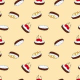 Nahtloses Vektormuster von Tartlets lizenzfreie abbildung Nahtloses Vektormuster von Tartlets lizenzfreie abbildung
