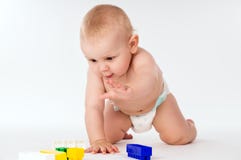 Naked baby crawls on all fours Royalty Free Stock Images Naked baby crawls on all fours Royalty Free Stock Images