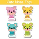 Name tag Vector cartoon of colorful cute fox girls suitable for kid name tag set design Royalty Free Stock Images Name tag Vector cartoon of colorful cute fox girls suitable for kid name tag set design Royalty Free Stock Images