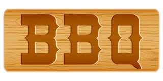 Nameplate Of Wood For Menu With Word BBQ. Royalty Free Stock Photography Nameplate Of Wood For Menu With Word BBQ. Royalty Free Stock Photography
